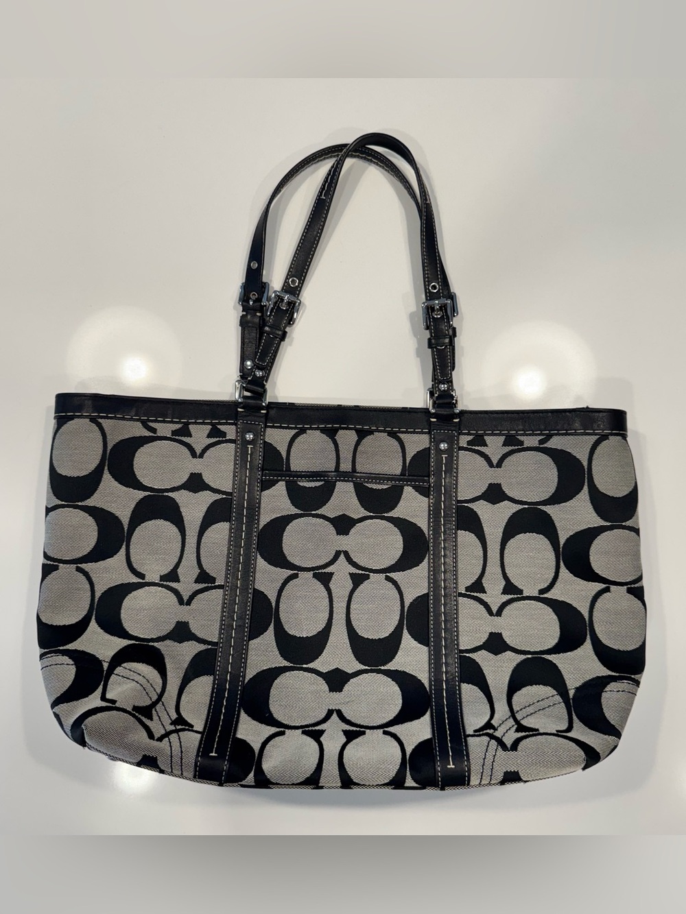 (NWOT) Coach Signature Pattern Black & Grey Tote